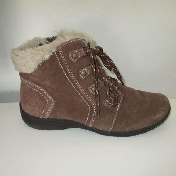 Earth Origins "Crowley" Womens Tan Leather & Fur Side Zip Hiking Boot - Size 11M - Picture 3 of 8